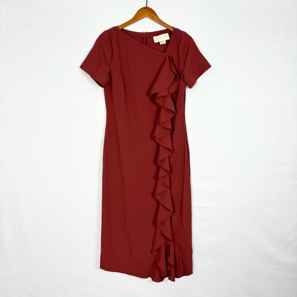 Mestiza New York Rosalie Midi Dress Womens Red Size 8  Short‎ Sleeve Flutter